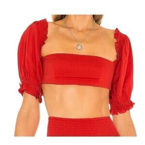 WeWoreWhat Solid Obe‎ Ruby Coco Crop Top Blouse Large New